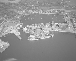 Aerial view of Aries, Atlantis, Crawford, and Bear in Woods Hole