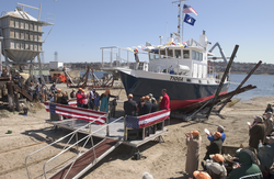 R/V Tioga during the christening ceremony in Somerset, MA.