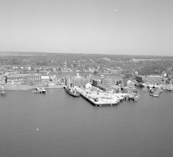 Aerial view of Woods Hole dock