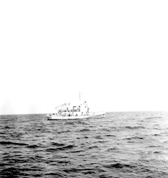 Full view of the Crawford at sea