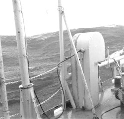 Crawford in heavy seas near the Gulf Stream