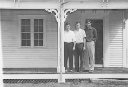 Three members of the 1966 Geophysical Fluid Dynamics Program on the porch of Walsh cottage.