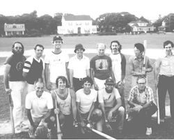1982 Geophysical Fluid Dynamics softball team at Falmouth Heights ballfield.