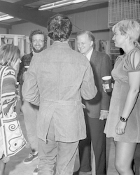 Sheila Payne, Dick Payne, John Hunt, and Phyllis Hunt at Geosecs open house