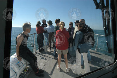 Rob Olson with 2004 Ocean Science Journalism Fellows aboard Tioga,