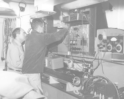 Willard Dow and Steve Stillman working in main lab