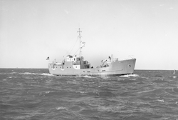 Full view of the Gosnold at sea