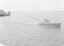 The Nobska shown working just off the dock in Woods Hole