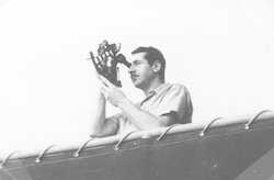 Emerson Hiller using a sextant.